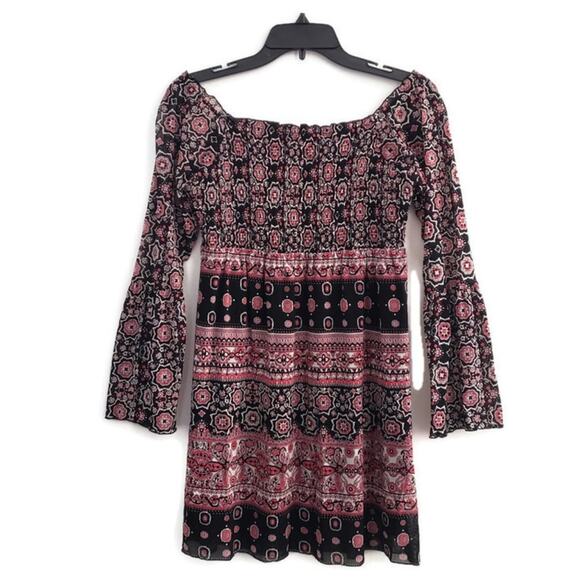 INC International Concepts Women's Peasant Blouse Smocked Bodice Off Shoulder - Picture 2 of 6